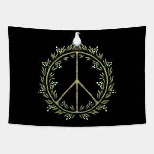 Peace symbol  with olive tree Tapestry