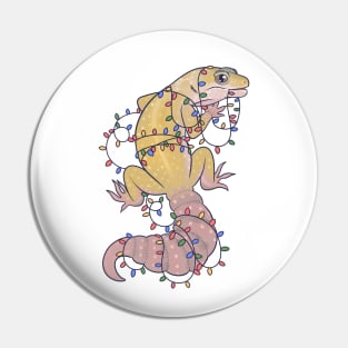 Leopard Gecko and Holiday Lights Pin