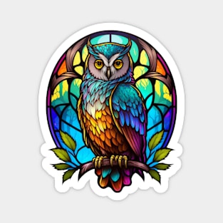 Owl Bird Animal Portrait Stained Glass Wildlife Outdoors Adventure Magnet