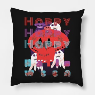 Happy Halloween with skull and ghosts Pillow