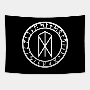 Rune III // Rune Circle White Tapestry