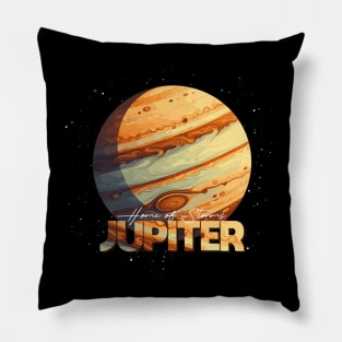 Jupiter Planet Logo, Space Cosmos Solar System Art Pillow