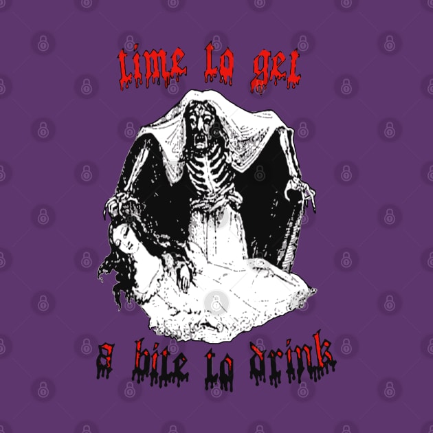 Vintage Vampire Skeleton Art Fun Halloween Illustration by taiche
