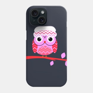 Cute owl on a branch -pink Phone Case