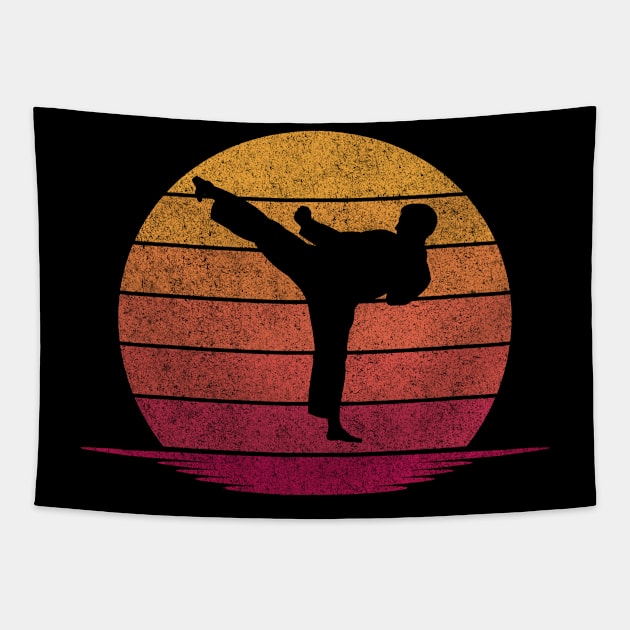 Awesome Funny Karate Gift - Hobby Silhouette Sunset Design Tapestry by mahmuq