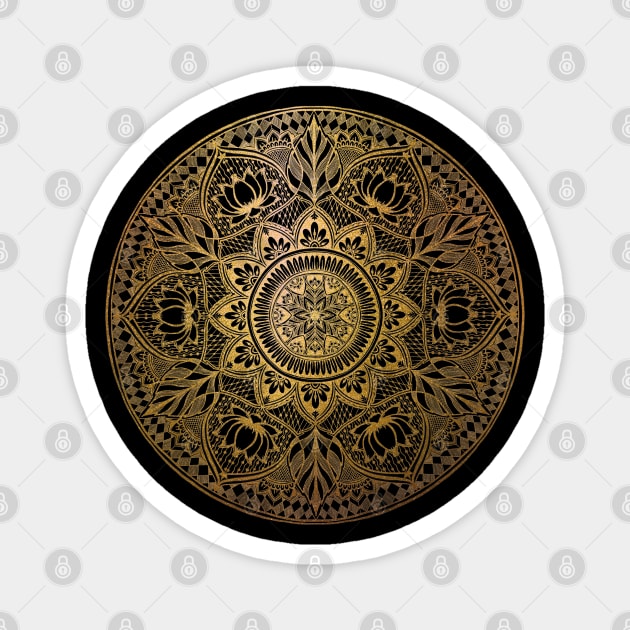 Lotus gold mandala Magnet by Prita_d