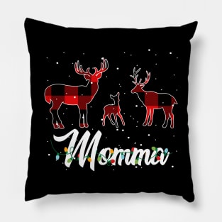 Momma Reindeer Plaid Pajama Shirt Family Christmas Pillow