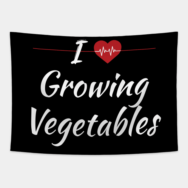 I Love Growing Vegetables Cute Red Heart / Heartbeat Tapestry by SAM DLS