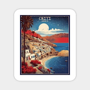 Crete Beach Greece Starry Night Tourism Vintage Poster Magnet