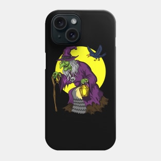 Scary Witch And Raven Halloween Phone Case