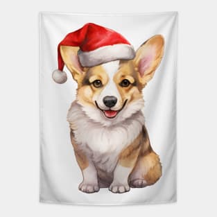 Pembroke Welsh Corgi Dog in Santa Hat Tapestry