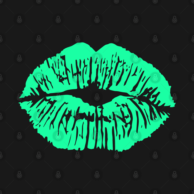 Green Lips Lipstick Kiss by Parsonsarts