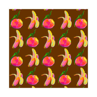 Banana orange Fruit Wpap Pop Art Pattern brown background T-Shirt