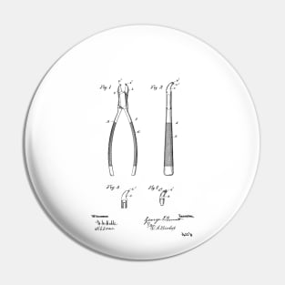 Dental Forceps Vintage Patent Hand Drawing Pin