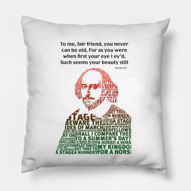 shakespeare birthday art sonnet 401 Pillow by DJVYEATES