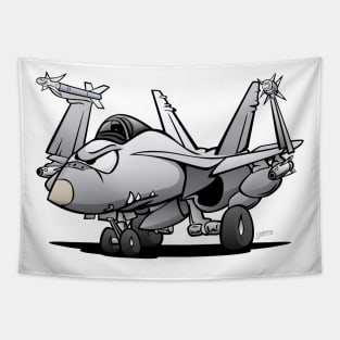 F/A-18 Hornet Fighter Jet Airplane Cartoon Tapestry