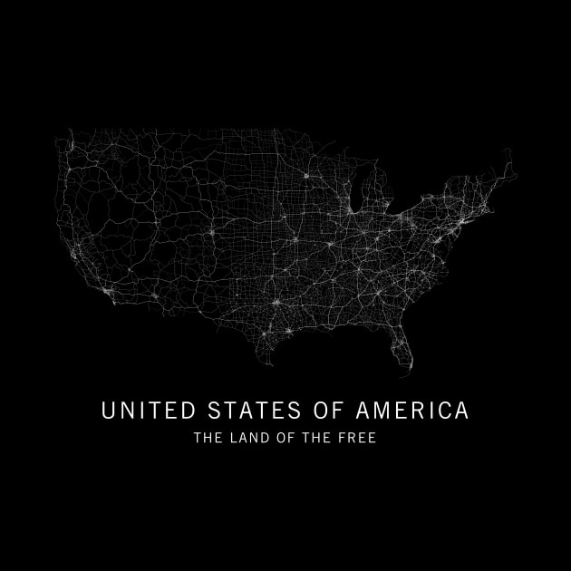 United States of America Road Map by ClarkStreetPress