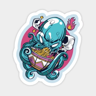 Octopus Eating Ramen Magnet