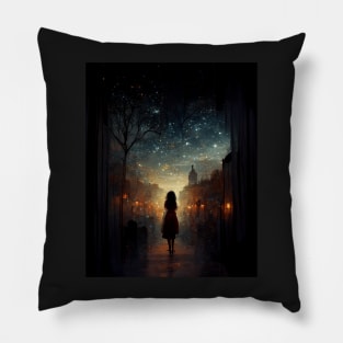 Girl Staring at the Stars - best selling Pillow