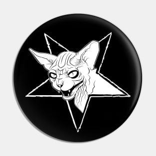 Sphynx Cat for Metalhead, Goth, Occultist, Satanist, Witch Pin