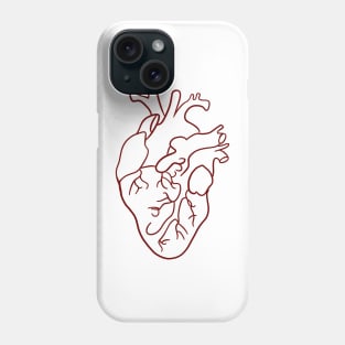 red heart fine line Phone Case