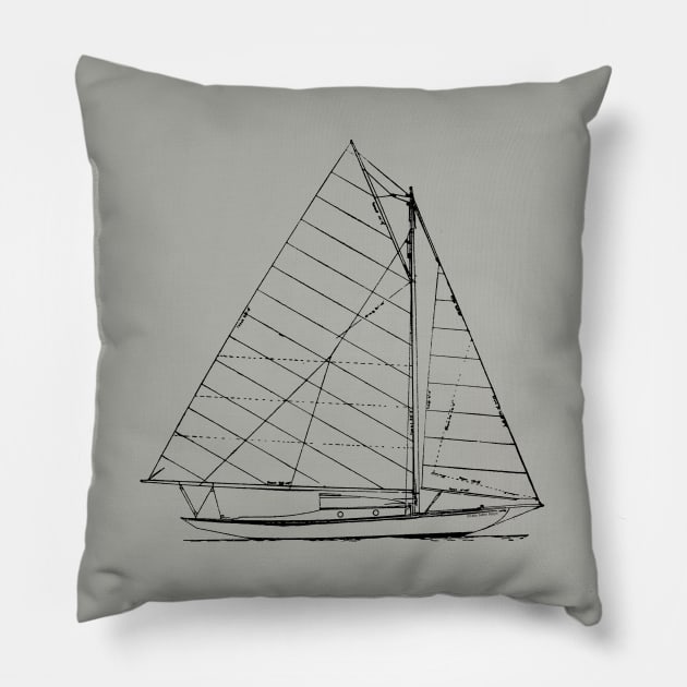 Sailboat Nautical Design Sketch - Sailing Pillow by Dibble Dabble Designs