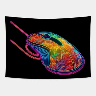 RGB Overload: A Graphic drawing of Gaming PC mouse Tapestry