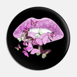 Butterflies, sparkling lips kiss 3 Pin