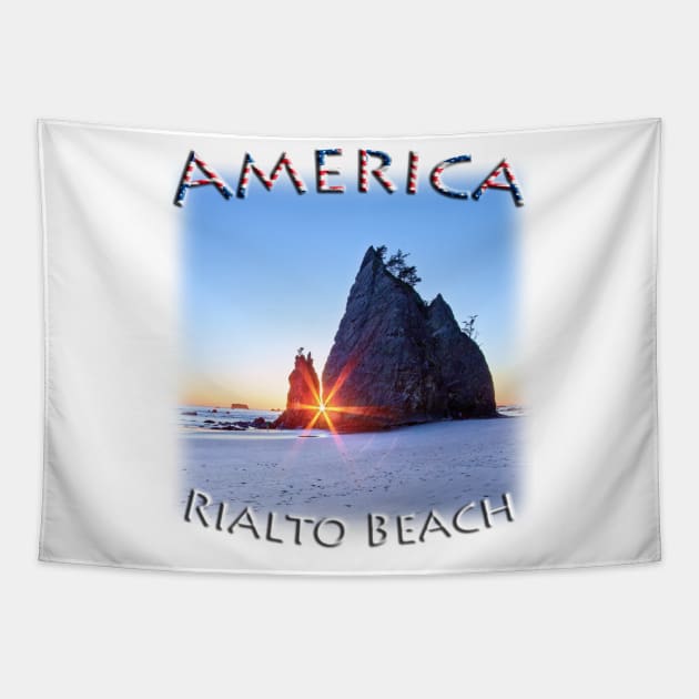 America - Washington - Rialto Beach sunset Tapestry by TouristMerch