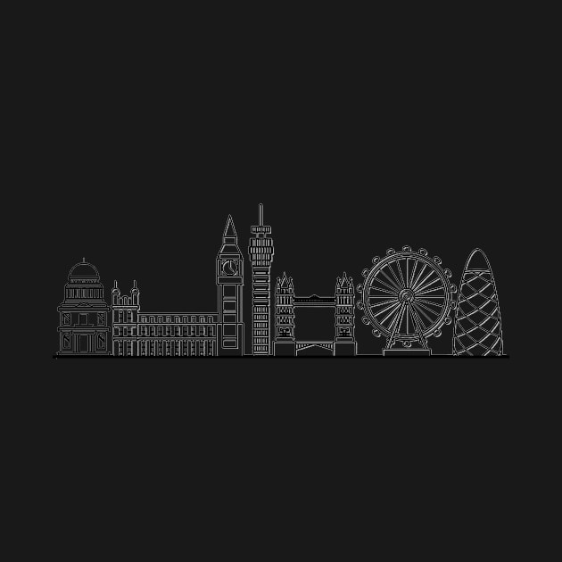 London Skyline in black with details by Mesyo