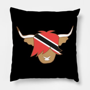 Highland cow with Trinidad and tobago flag Pillow