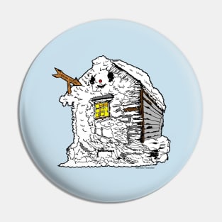 Warm Inside Wooden House Christmas Pin