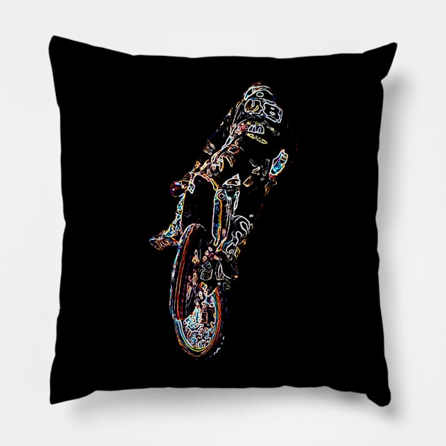 enduro motocross Pillow by rickylabellevie