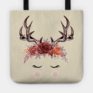 Deer Antlers Autumn Flowers Tote