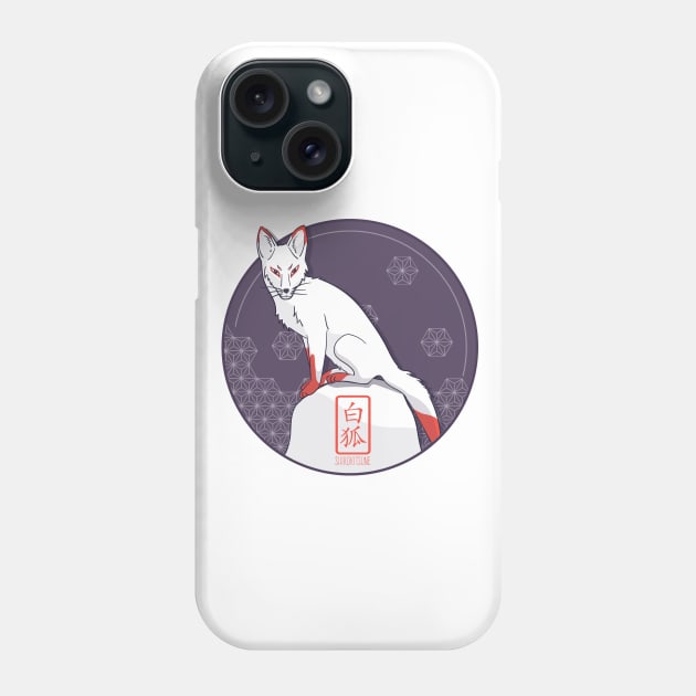 Japanese White Fox - Kitsune Phone Case by Vilflo_store