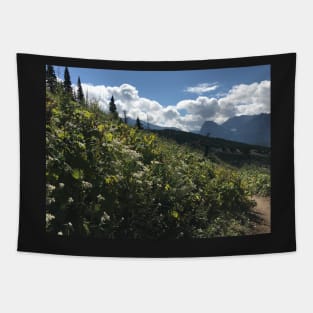 Mountain Flowers and Clouds Tapestry