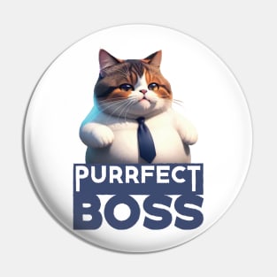 Just a Purrfect Boss Funny Cat Pin