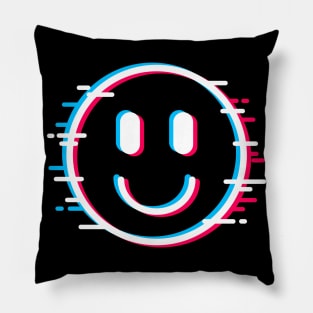 Glitch Face Happy Pillow