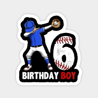 6 Year Old Birthday dabbing Baseball 6th Boy Magnet