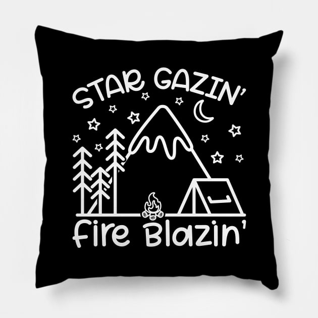 Star Gazin' Fire Blazin' Campfire Camping Pillow by GlimmerDesigns