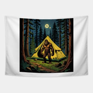 Bigfoot In The Campsite Tapestry