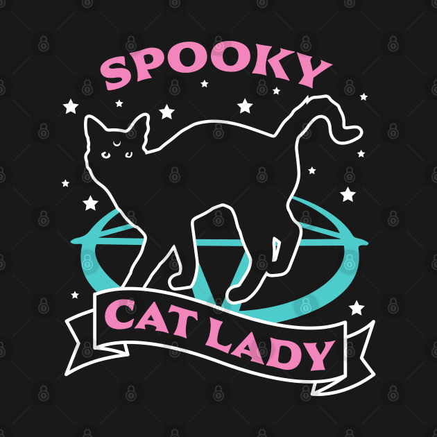 Spooky Cat Lady - Pastel Goth Halloween Black Cat Lover by OrangeMonkeyArt