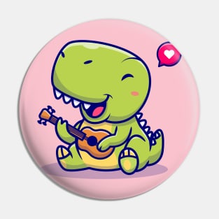 Cute Dinosaur Playing Guitar Cartoon Pin