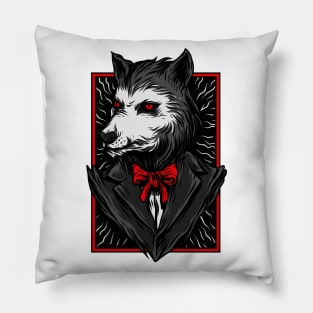 Big Bad Wolf Suit Black Red Pillow