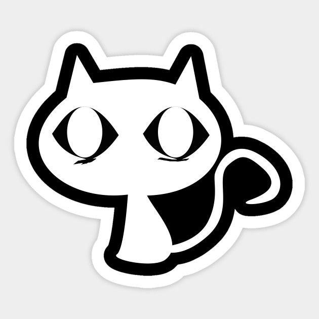 Silhouette Of A Cat With A Big Head Cat Sticker Teepublic