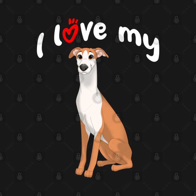 I Love My Red & White Whippet Dog by millersye