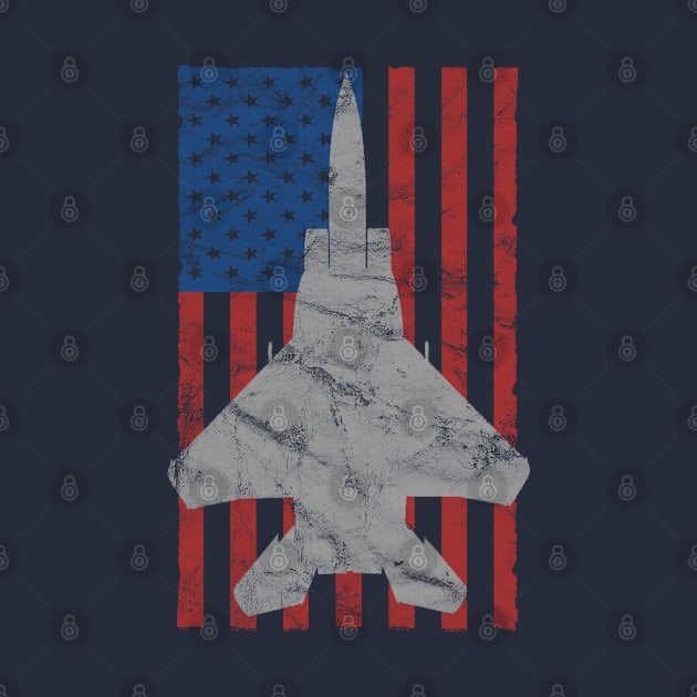 F-15 Eagle Jet Fighter Vintage Color American Flag by DesignedForFlight