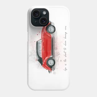 Red retro car watercolor painting. Motivational quote. Life to short to drive boring cars Phone Case