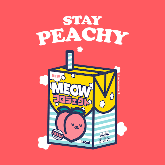 Stay peachy Cat Juice Box Illustration by meowproject