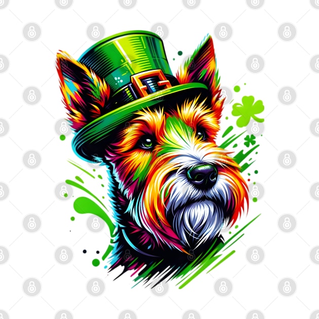 Welsh Terrier in Leprechaun Hat for St Patrick's Day by ArtRUs